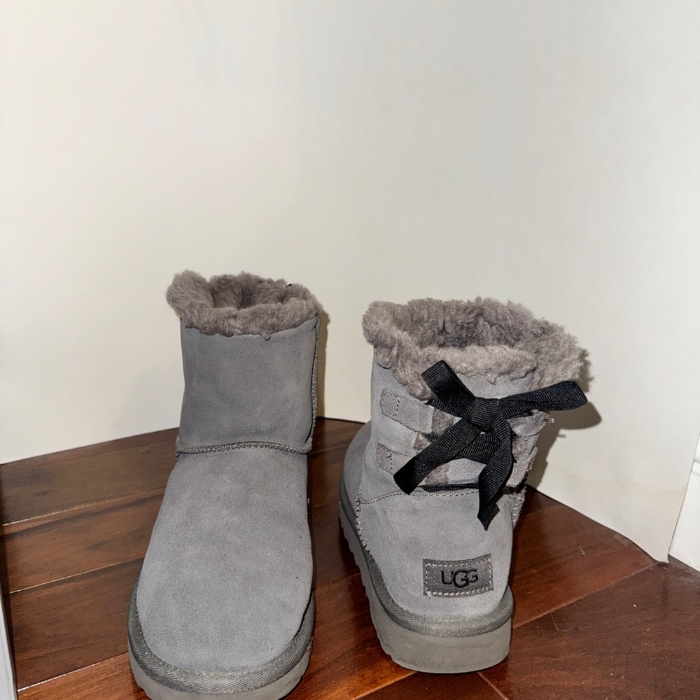 UGG Charcoal Boots with Black Bow